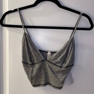 Grey knit crop top